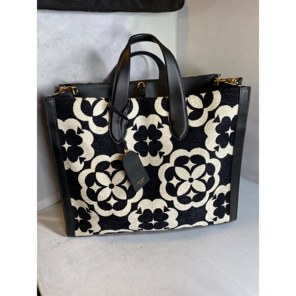 Kate Spade Flower Monogram Manhattan Chenille Large Tote - Picture 10 of 10